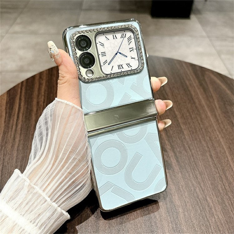 For Huawei nova Flip 5G Case Letter Print PU Leather+PC Rhinestone Phone Cover - Green