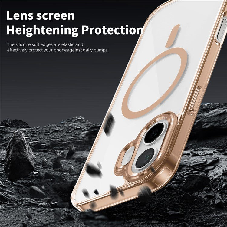 For iPhone 16 Case Compatible with MagSafe TPU+PC Transparent Phone Cover - Gold