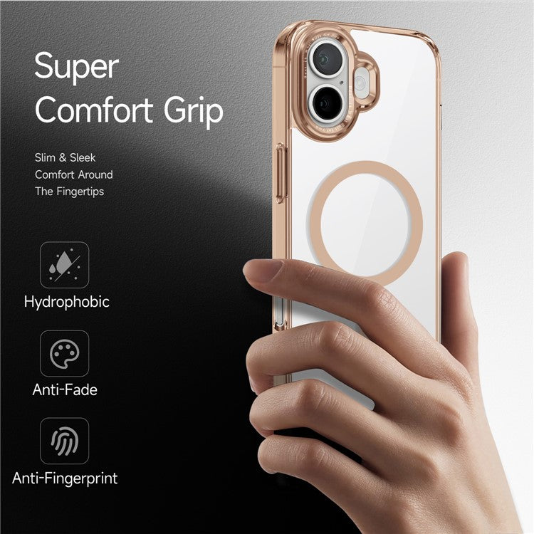 For iPhone 16 Case Compatible with MagSafe TPU+PC Transparent Phone Cover - Gold