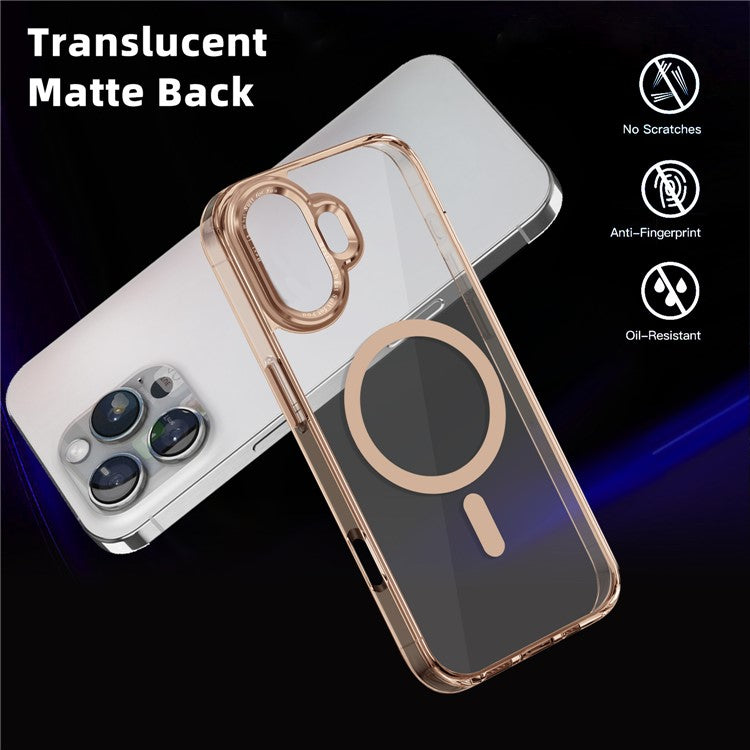For iPhone 16 Case Compatible with MagSafe TPU+PC Transparent Phone Cover - Gold