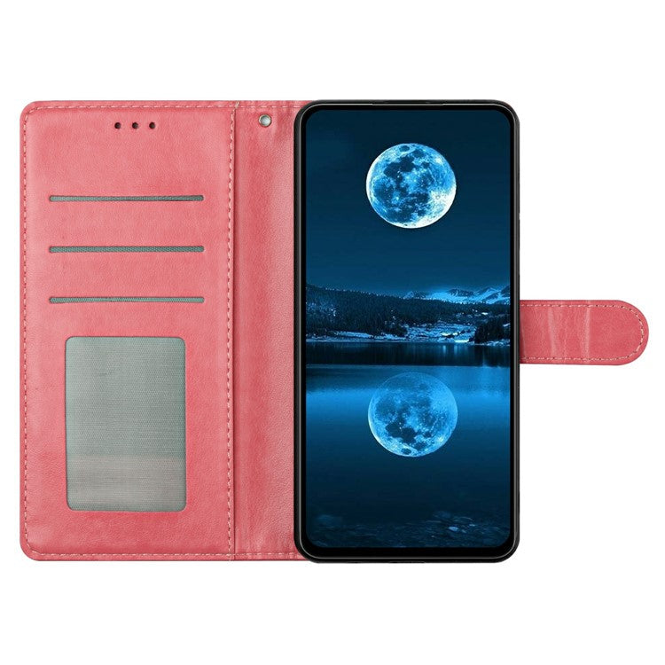 For iPhone 16 Leather Phone Case Wallet Stand Cover with Handy Strap - Pink
