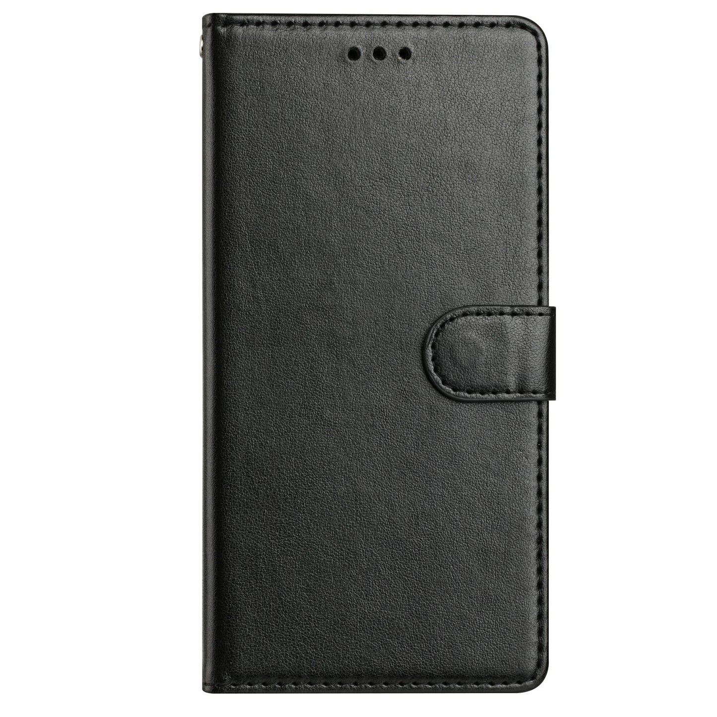 For Samsung Galaxy A16 5G / A16 4G Leather Phone Case Wallet Stand Cover with Handy Strap - Black