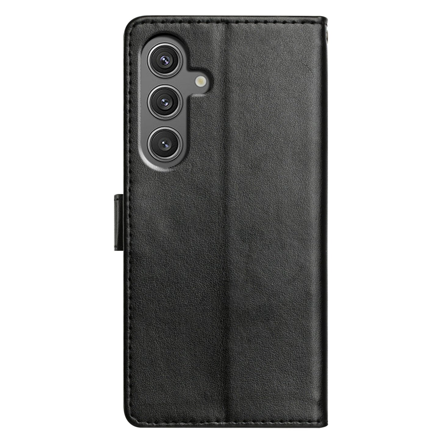 For Samsung Galaxy A16 5G / A16 4G Leather Phone Case Wallet Stand Cover with Handy Strap - Black
