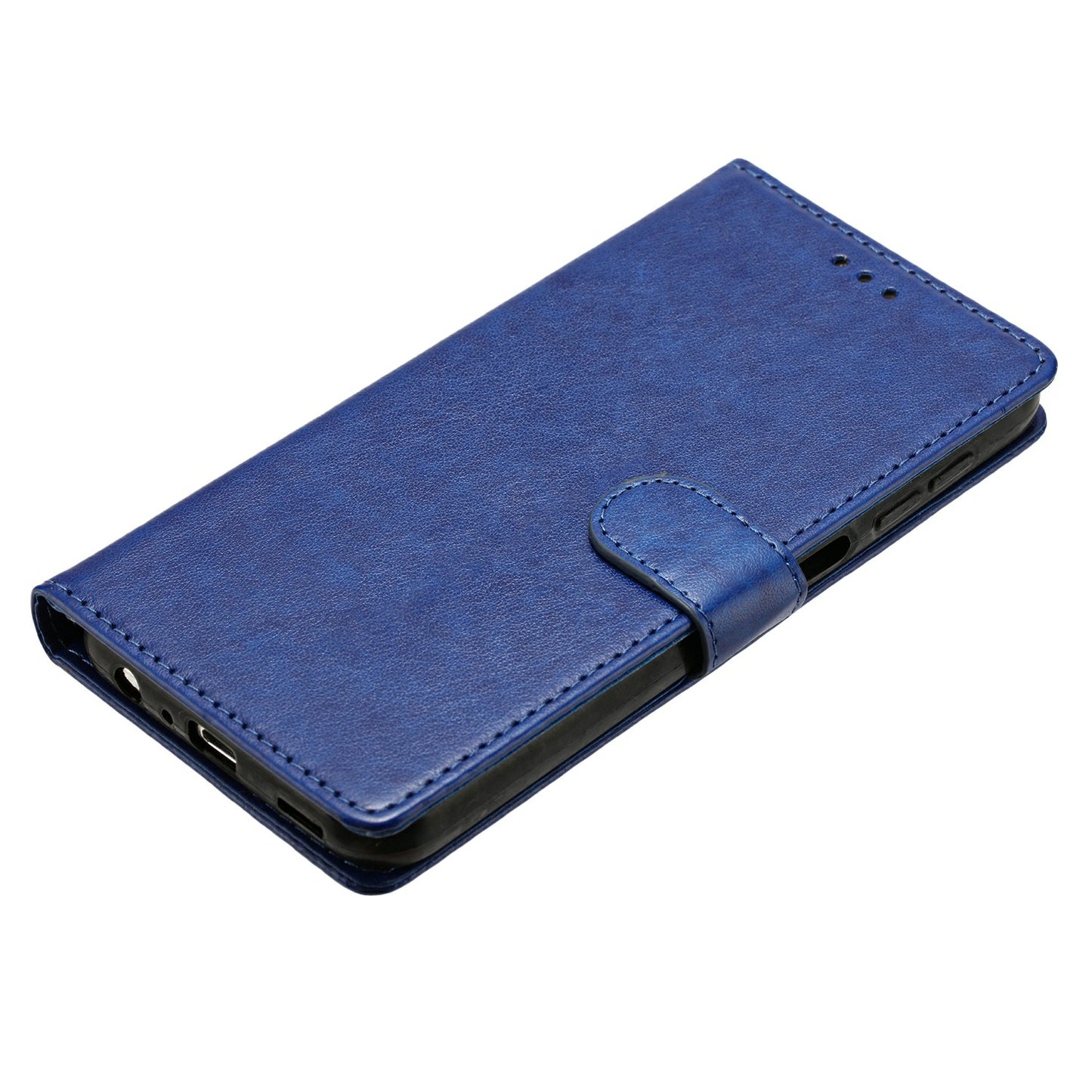 For Samsung Galaxy A16 5G / A16 4G Leather Phone Case Wallet Stand Cover with Handy Strap - Blue
