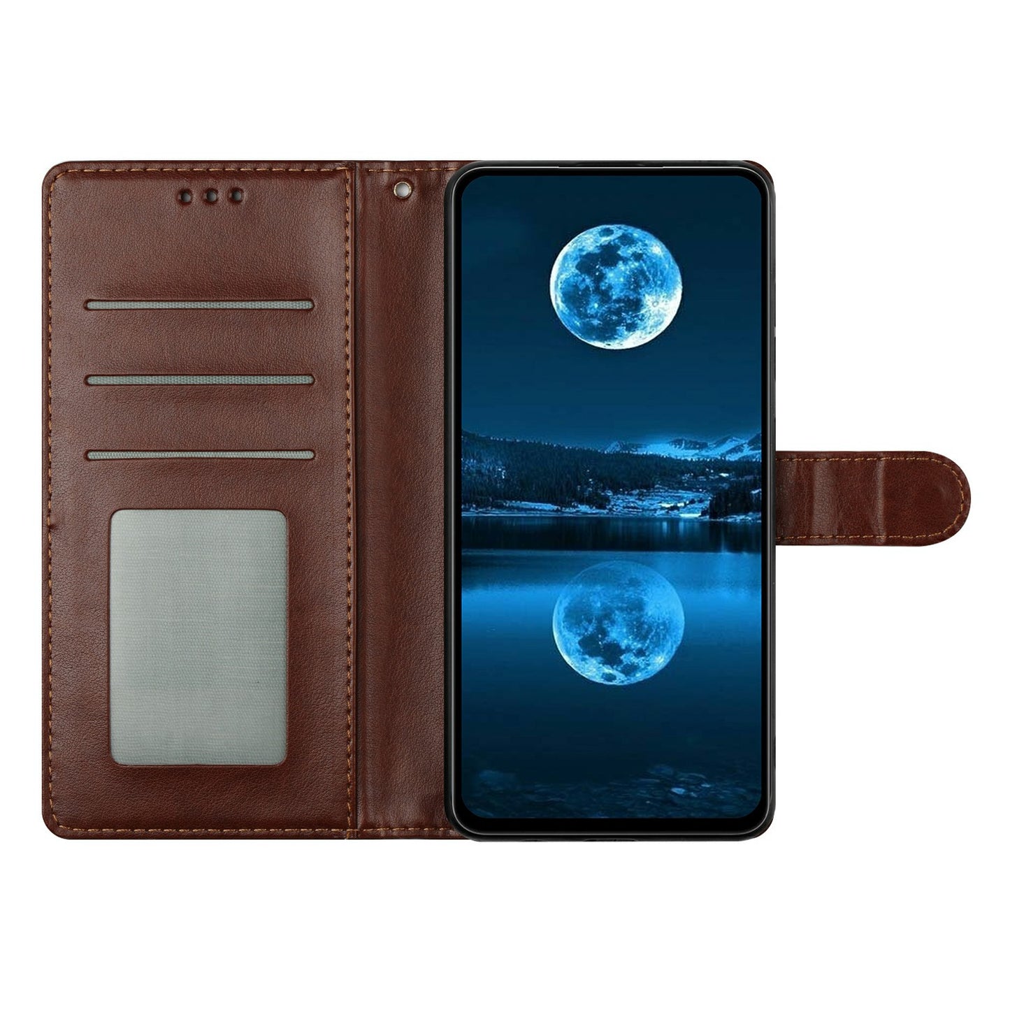 For Samsung Galaxy A16 5G / A16 4G Leather Phone Case Wallet Stand Cover with Handy Strap - Brown