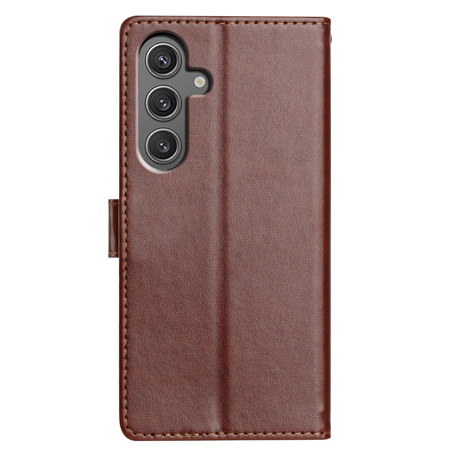 For Samsung Galaxy A16 5G / A16 4G Leather Phone Case Wallet Stand Cover with Handy Strap - Brown