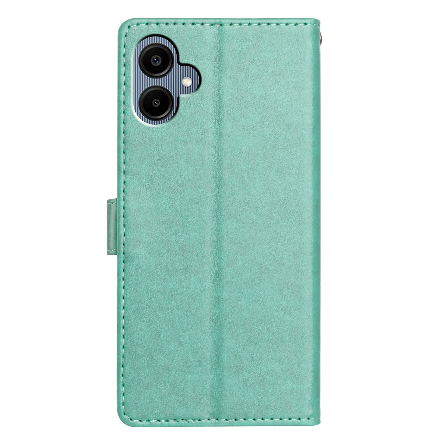 For Samsung Galaxy A06 Leather Phone Case Wallet Stand Cover with Handy Strap - Green