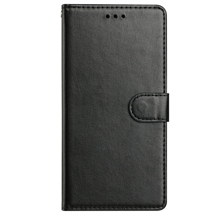 For Samsung Galaxy S24+ Leather Phone Case Wallet Stand Cover with Handy Strap - Black