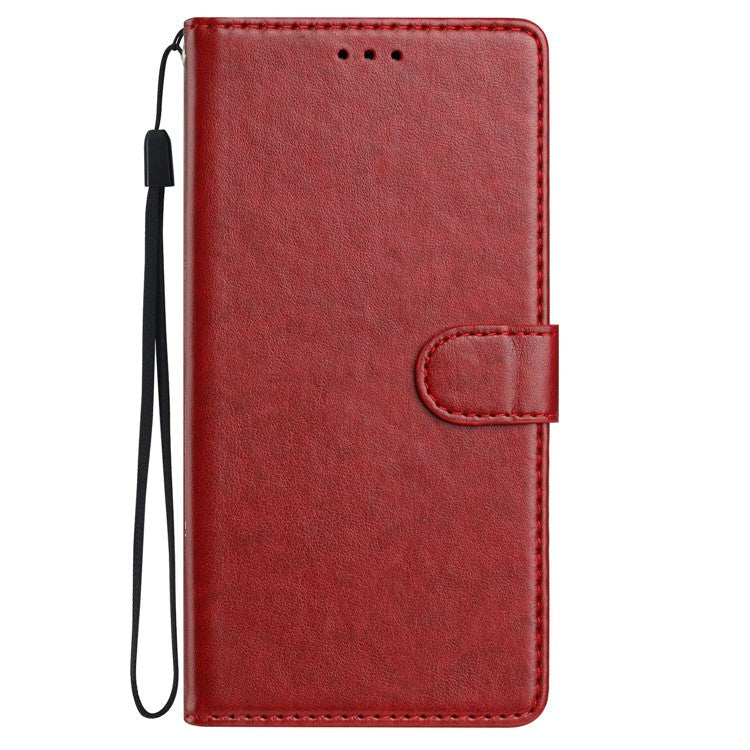 For Google Pixel 9 Pro / Pixel 9 Leather Phone Case Wallet Stand Cover with Handy Strap - Red