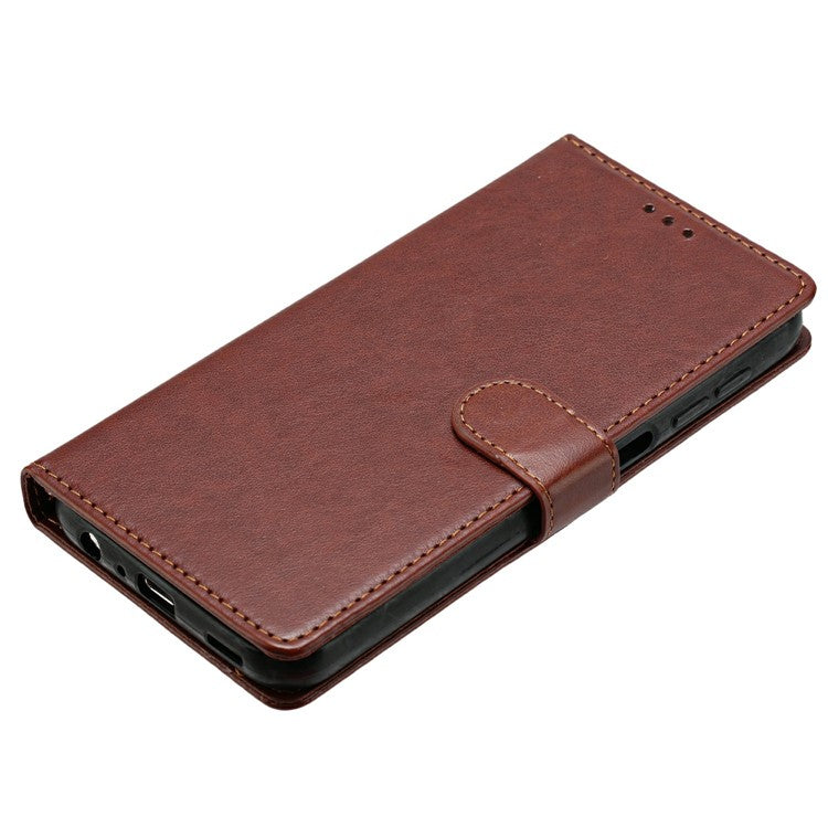 For Google Pixel 9 Pro / Pixel 9 Leather Phone Case Wallet Stand Cover with Handy Strap - Brown