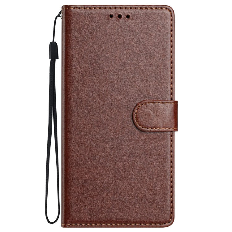 For Google Pixel 9 Pro / Pixel 9 Leather Phone Case Wallet Stand Cover with Handy Strap - Brown