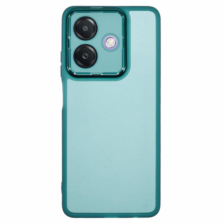 WANLONFENG DKSM Series for Oppo A3x 5G (India) TPU Case Electroplated Frame with Tempered Glass - Transparent Army Green