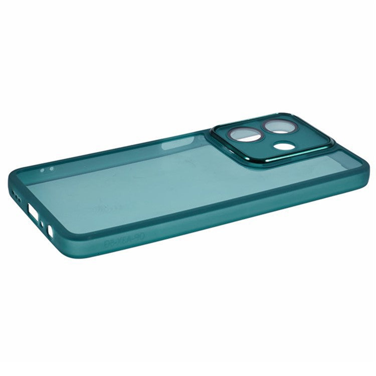 WANLONFENG DKSM Series for Oppo A3x 5G (India) TPU Case Electroplated Frame with Tempered Glass - Transparent Army Green