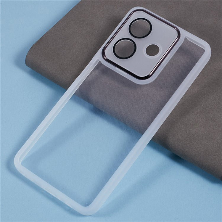 WANLONFENG DKSM Series for Oppo A3x 5G (India) TPU Case Electroplated Frame with Tempered Glass - Transparent White