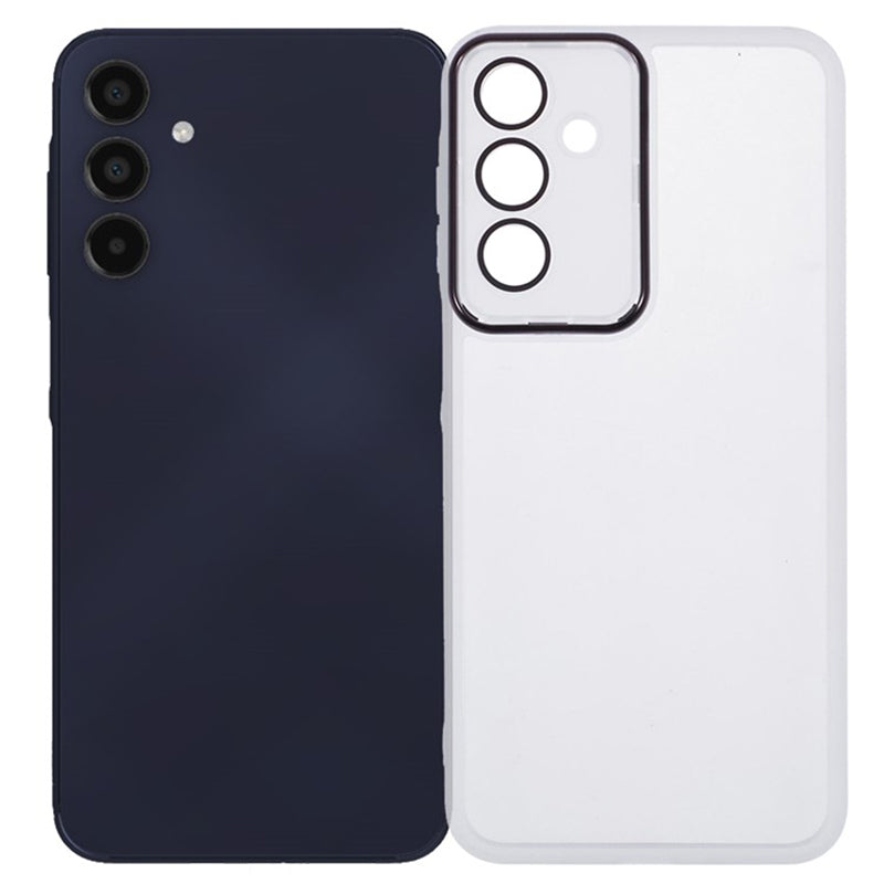 WANLONFENG DKSM Series for Samsung Galaxy A16 5G / A16 4G TPU Case Electroplated Frame with Tempered Glass - Transparent White