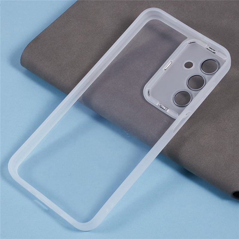 WANLONFENG DKSM Series for Samsung Galaxy A16 5G / A16 4G TPU Case Electroplated Frame with Tempered Glass - Transparent White