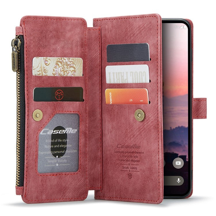 CASEME C30 Series for Google Pixel 9 Pro / Pixel 9 Case PU Leather 7 Card Slots Wallet Phone Cover - Red