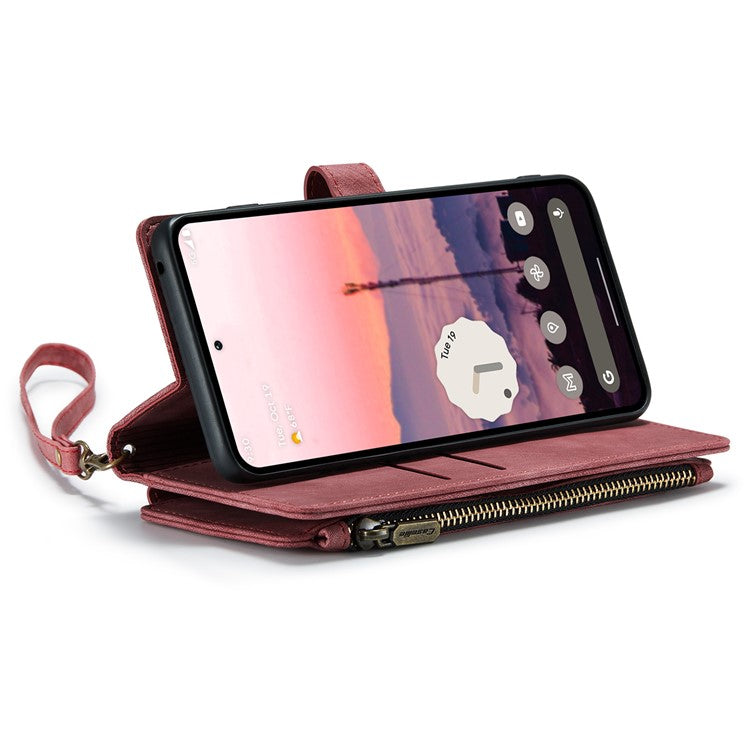 CASEME C30 Series for Google Pixel 9 Pro / Pixel 9 Case PU Leather 7 Card Slots Wallet Phone Cover - Red