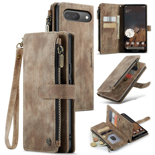 CASEME C30 Series for Google Pixel 9 Pro / Pixel 9 Case PU Leather 7 Card Slots Wallet Phone Cover - Brown