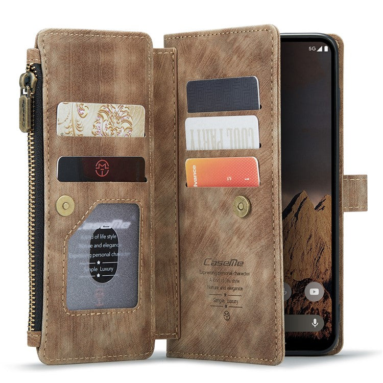 CASEME C30 Series for Google Pixel 9 Pro / Pixel 9 Case PU Leather 7 Card Slots Wallet Phone Cover - Brown