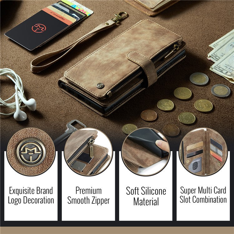 CASEME C30 Series for Google Pixel 9 Pro / Pixel 9 Case PU Leather 7 Card Slots Wallet Phone Cover - Brown