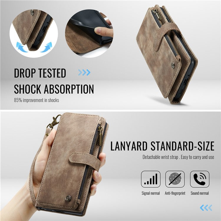 CASEME C30 Series for Google Pixel 9 Pro / Pixel 9 Case PU Leather 7 Card Slots Wallet Phone Cover - Brown