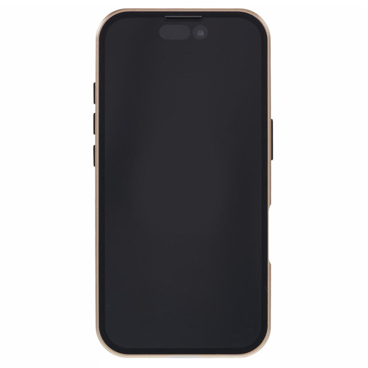 For iPhone 16 Anti-Spy Case Magnetic Metal Frame + Double-Sided Tempered Glass Phone Cover - Gold