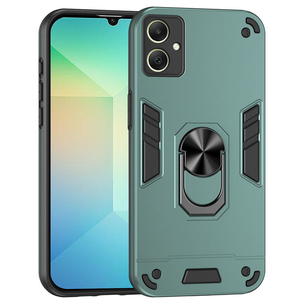 For Samsung Galaxy A06 Case PC+TPU Drop Defend Phone Cover with Ring Kickstand - Green