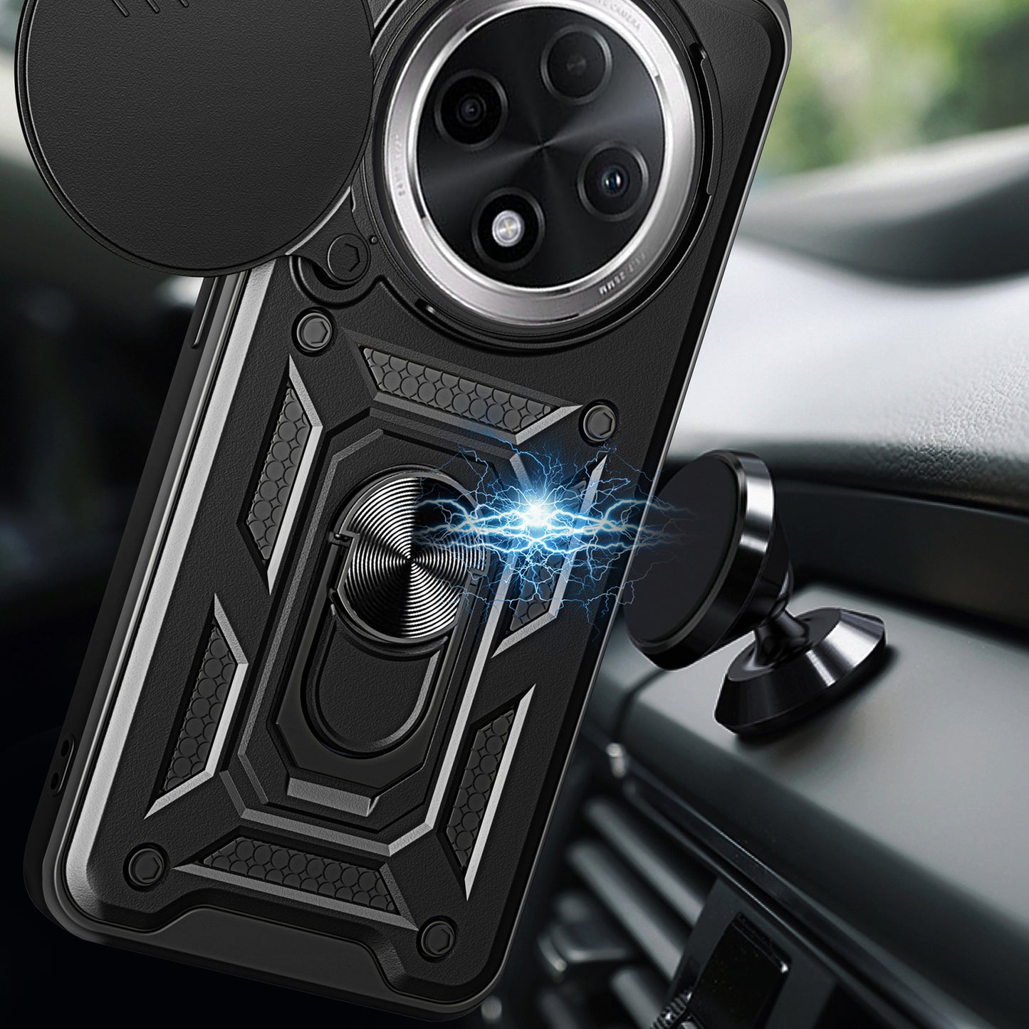 For Oppo F27 Pro 5G / F27 Pro+ 5G Case with Slide Camera Lid PC+TPU Kickstand Phone Cover - Rose Gold