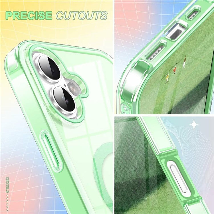 For iPhone 16 Clear Case Compatible with MagSafe PC+TPU Phone Cover Built-In PET Screen Film - Light Purple