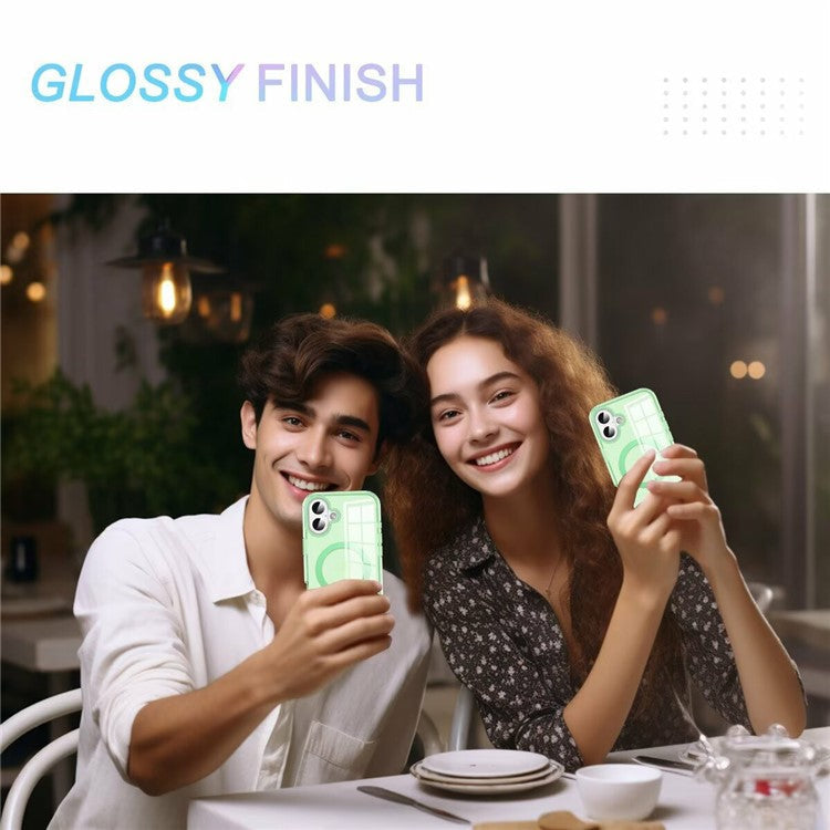 For iPhone 16 Clear Case Compatible with MagSafe PC+TPU Phone Cover Built-In PET Screen Film - Light Purple