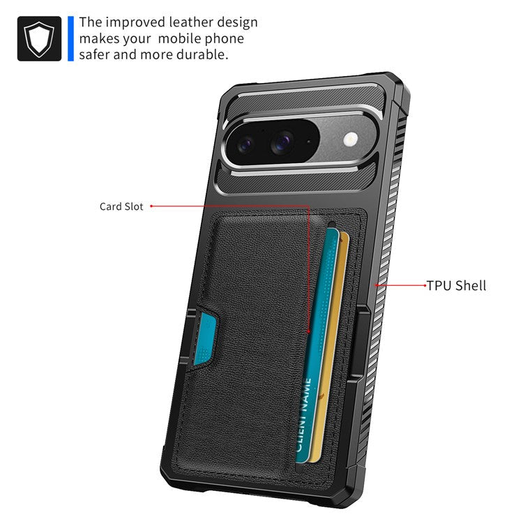 ZM02 For Google Pixel 9 Pro / 9 Case Card Slot Leather+TPU Defender Phone Cover