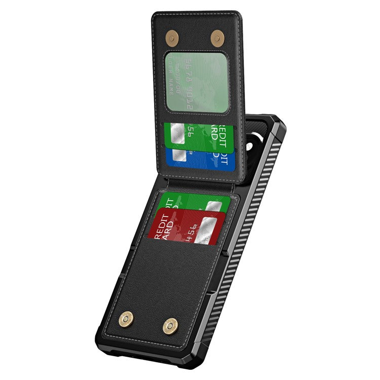 ZM11 For Google Pixel 9 Pro / 9 Case Card Slot Kickstand PU+TPU Phone Cover - Black