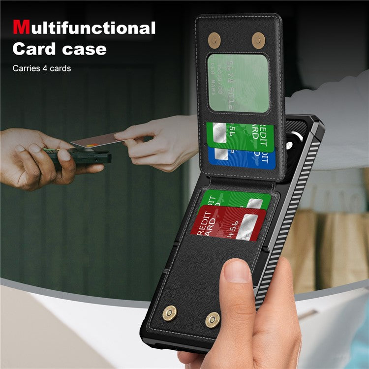 ZM11 For Google Pixel 9 Pro / 9 Case Card Slot Kickstand PU+TPU Phone Cover - Black