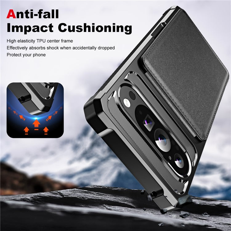 ZM11 For Google Pixel 9 Pro / 9 Case Card Slot Kickstand PU+TPU Phone Cover - Black