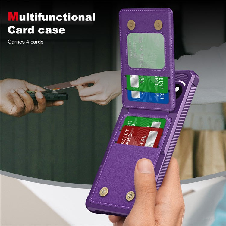 ZM11 For Google Pixel 9 Pro / 9 Case Card Slot Kickstand PU+TPU Phone Cover - Purple