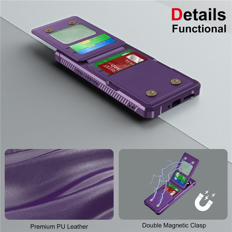 ZM11 For Google Pixel 9 Pro / 9 Case Card Slot Kickstand PU+TPU Phone Cover - Purple