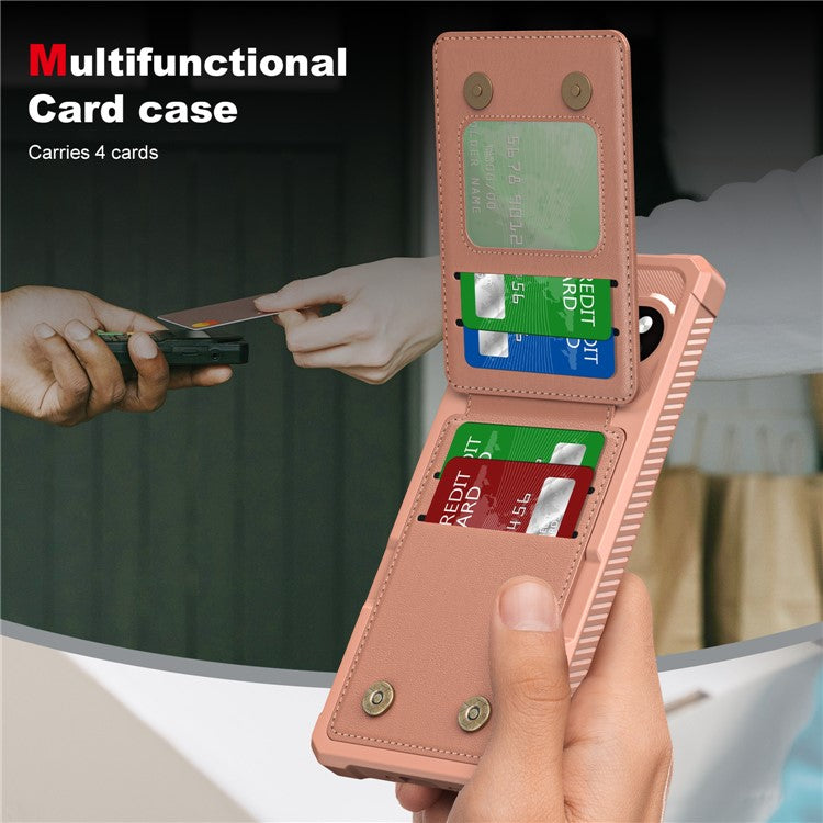 ZM11 For Google Pixel 9 Pro / 9 Case Card Slot Kickstand PU+TPU Phone Cover - Rose Gold