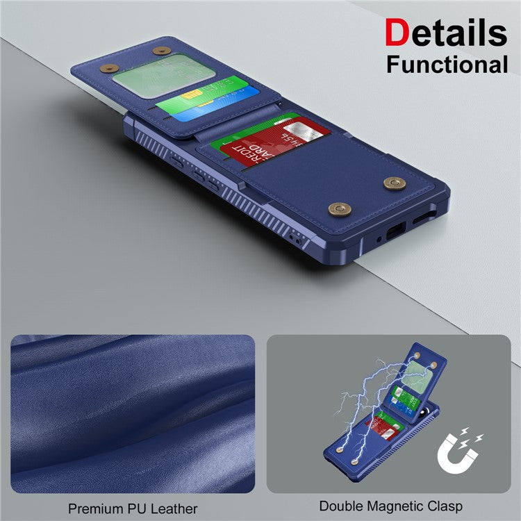 ZM11 For Google Pixel 9 Pro / 9 Case Card Slot Kickstand PU+TPU Phone Cover - Dark Blue