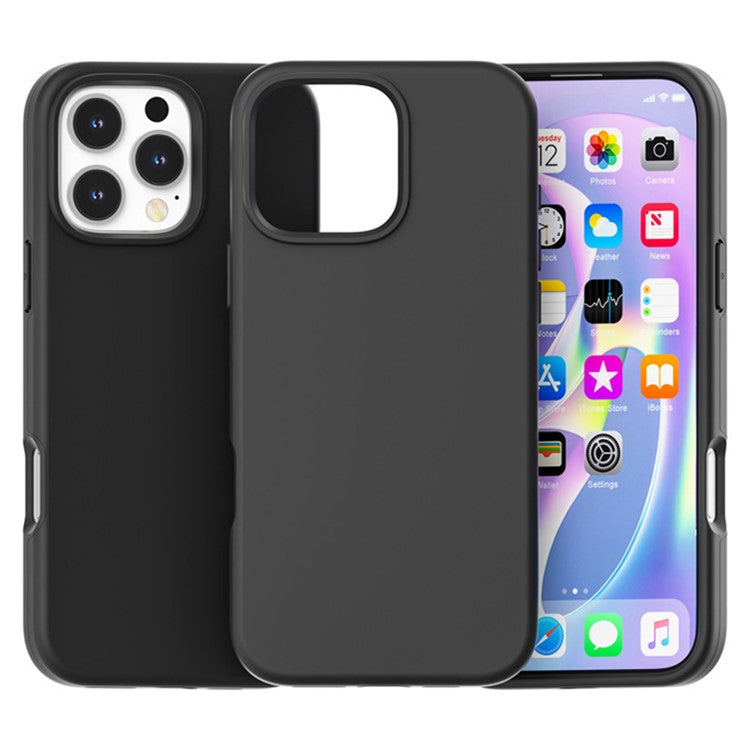 For iPhone 16 Pro Case TPU + PC Matte Translucent Phone Back Cover - Black