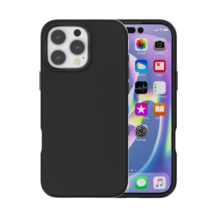 For iPhone 16 Pro Case TPU + PC Matte Translucent Phone Back Cover - Black