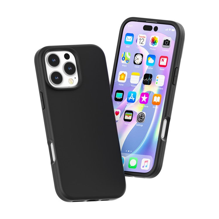 For iPhone 16 Pro Case TPU + PC Matte Translucent Phone Back Cover - Black