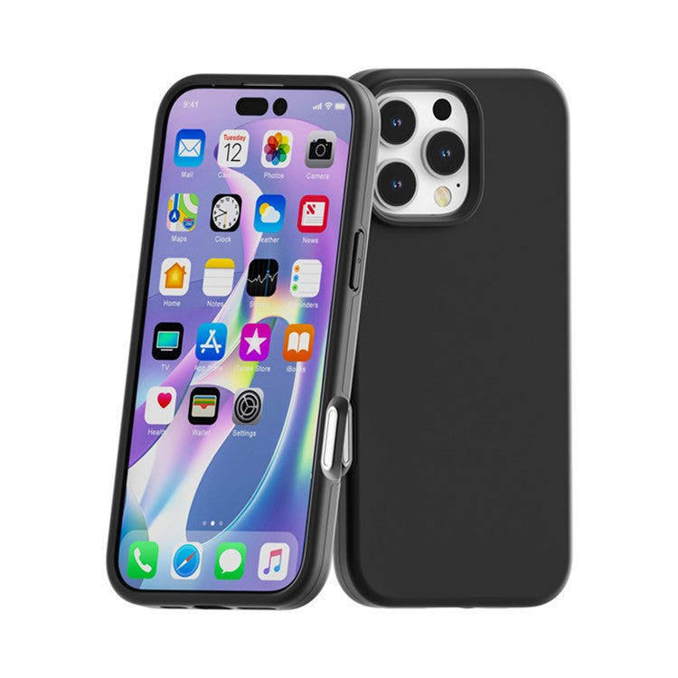 For iPhone 16 Pro Case TPU + PC Matte Translucent Phone Back Cover - Black