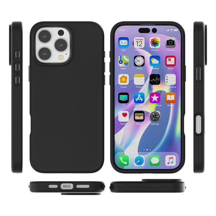 For iPhone 16 Pro Case TPU + PC Matte Translucent Phone Back Cover - Black