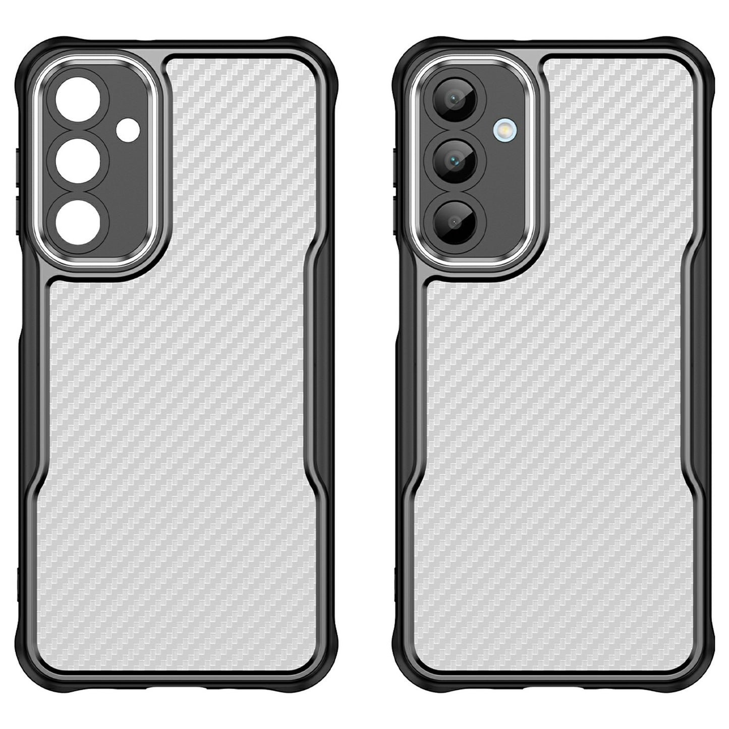 For Samsung Galaxy A16 5G / A16 4G Case Carbon Fiber Scratch-Resistant TPU+PC Phone Cover - Black