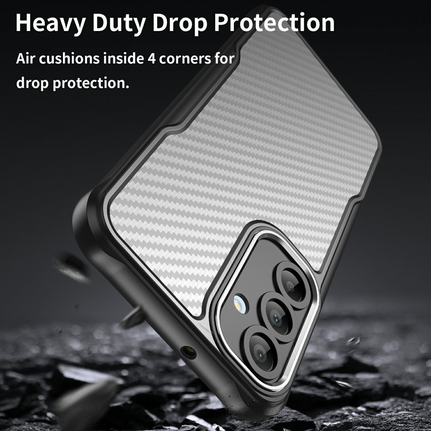 For Samsung Galaxy A16 5G / A16 4G Case Carbon Fiber Scratch-Resistant TPU+PC Phone Cover - Black