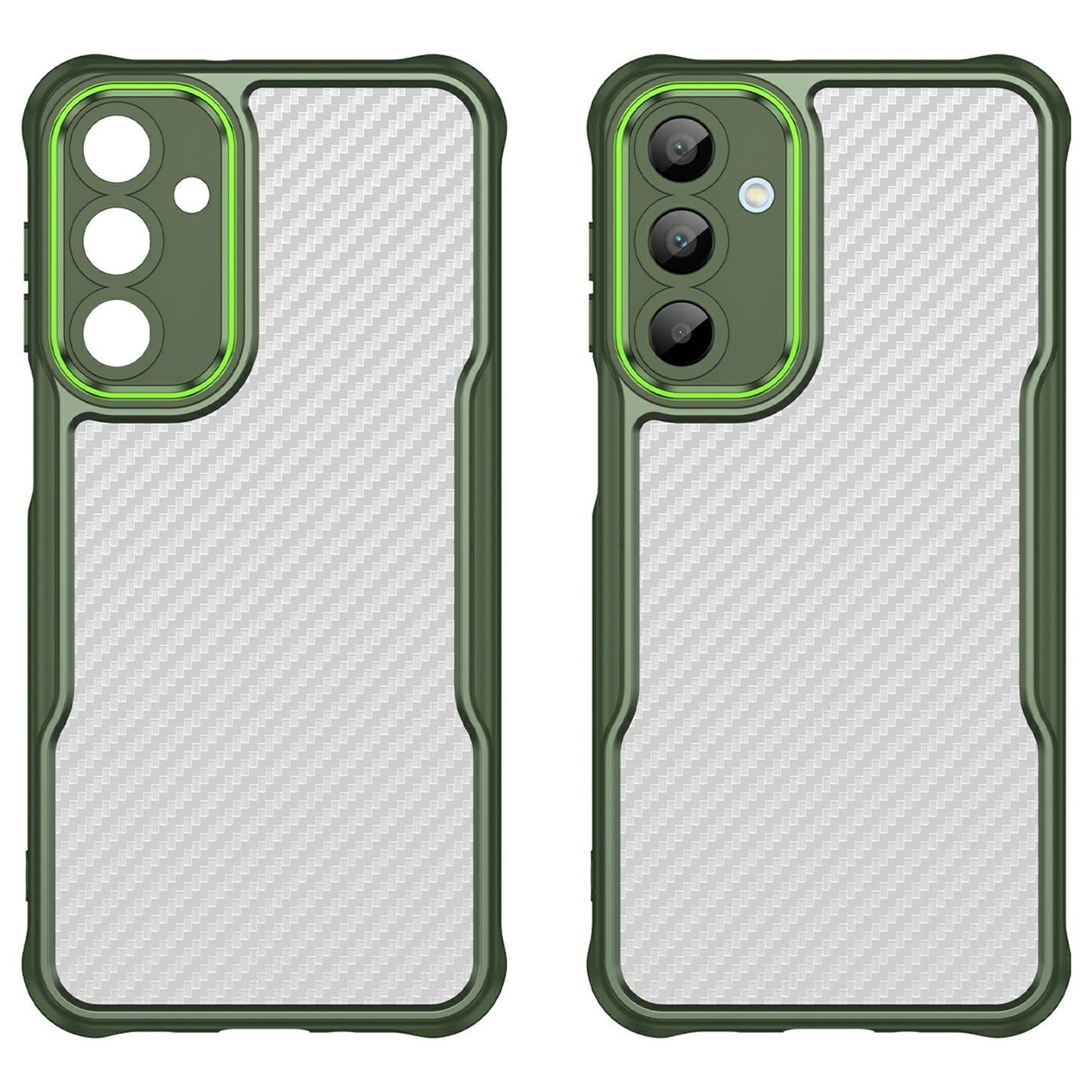 For Samsung Galaxy A16 5G / A16 4G Case Carbon Fiber Scratch-Resistant TPU+PC Phone Cover - Green