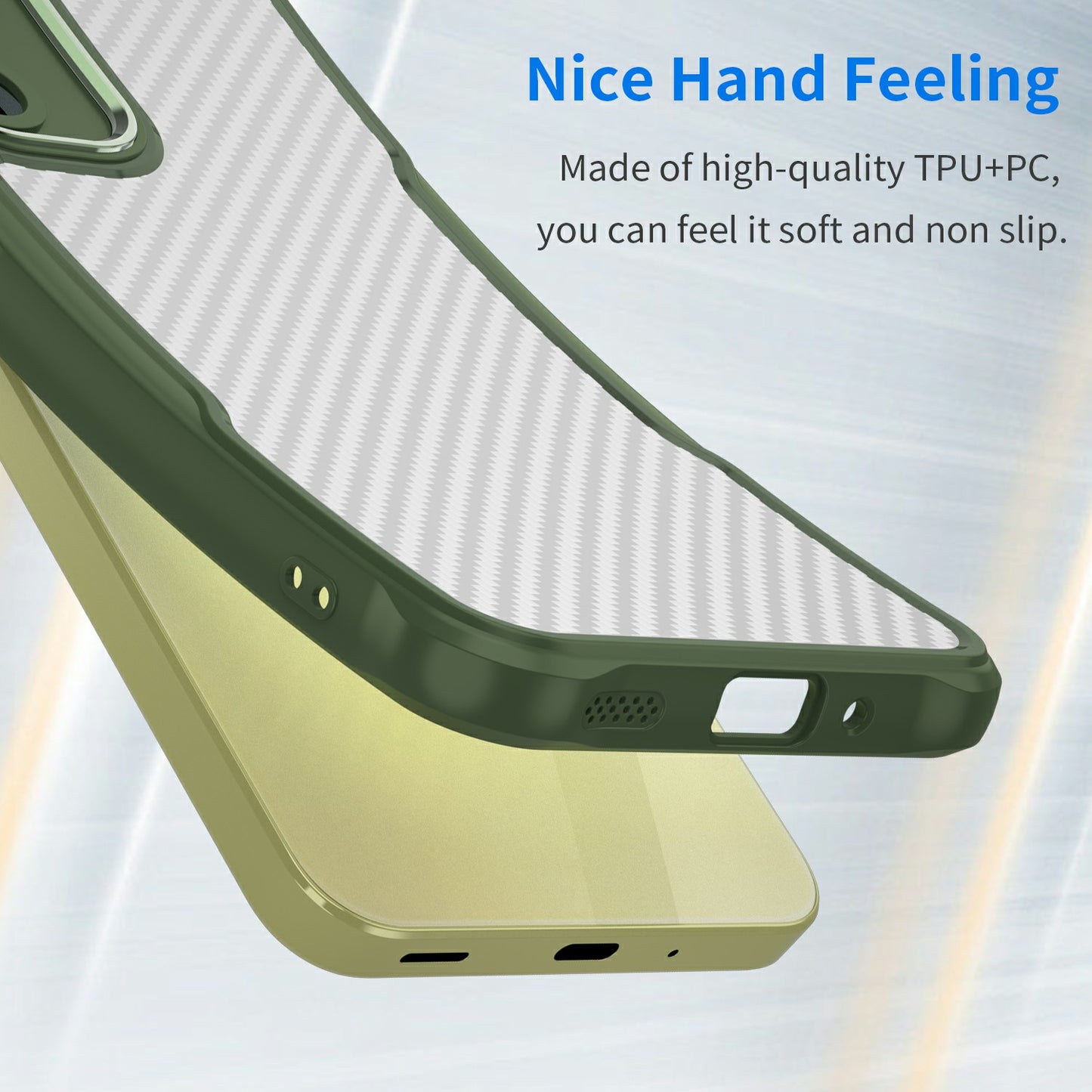 For Samsung Galaxy A16 5G / A16 4G Case Carbon Fiber Scratch-Resistant TPU+PC Phone Cover - Green