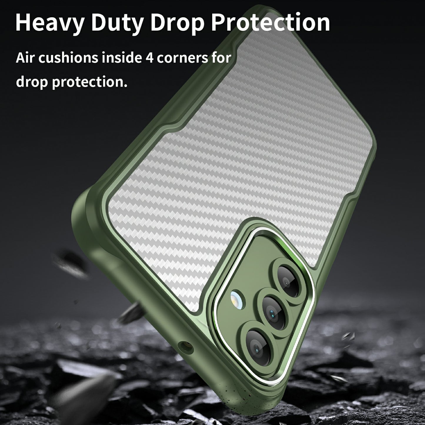 For Samsung Galaxy A16 5G / A16 4G Case Carbon Fiber Scratch-Resistant TPU+PC Phone Cover - Green