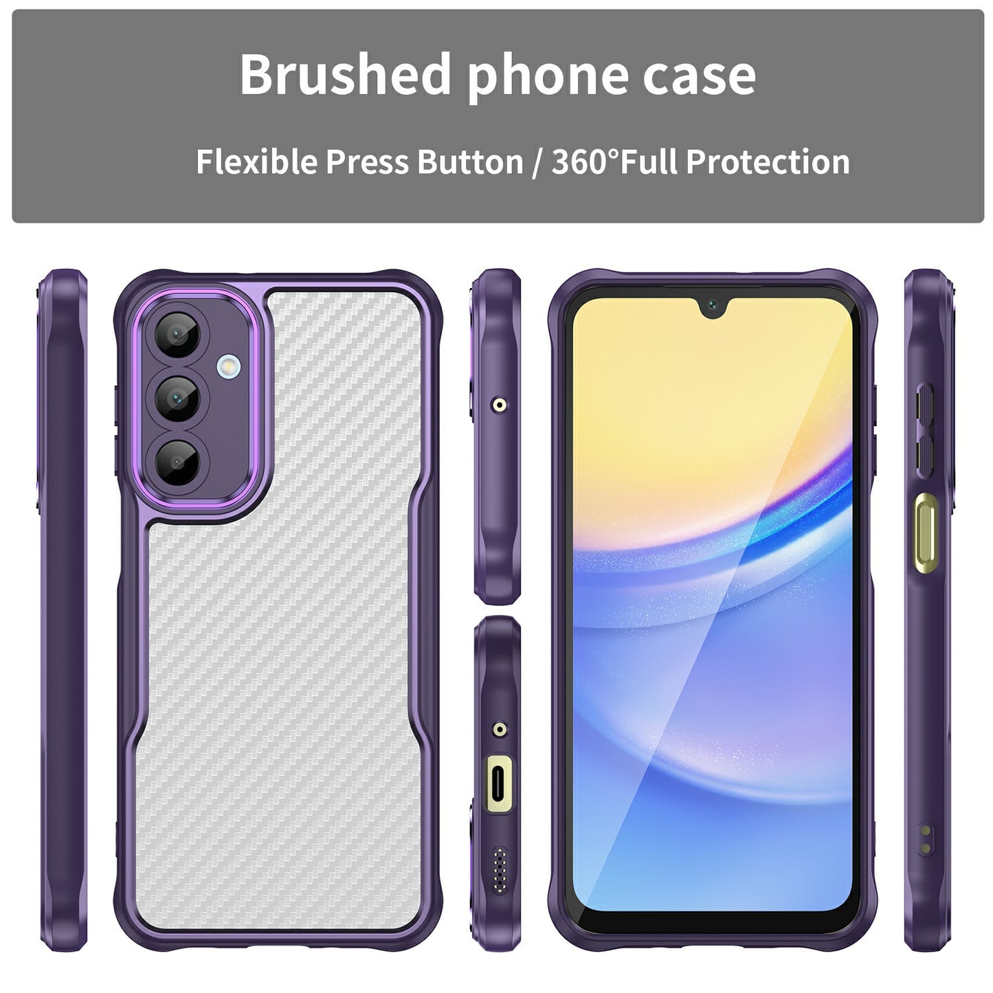 For Samsung Galaxy A16 5G / A16 4G Case Carbon Fiber Scratch-Resistant TPU+PC Phone Cover - Purple